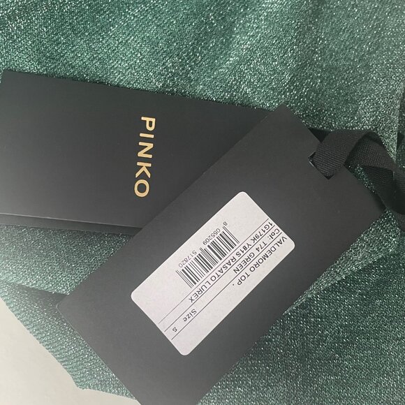 Pinko Valdemoro Lurex Knit Halter Top Green Metallic Sleeveless S - Picture 11 of 12